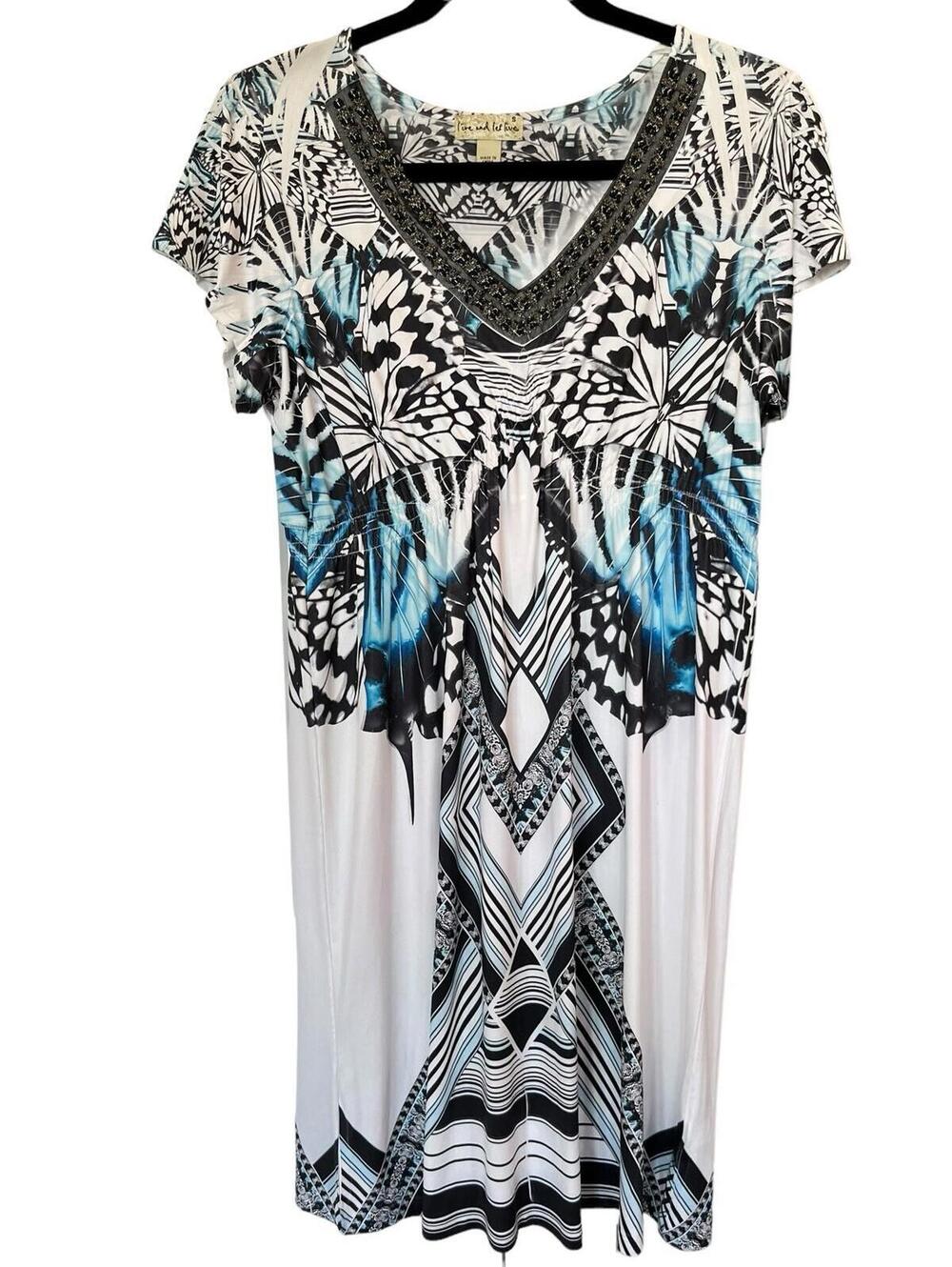 Live and Let Live Multicolor Butterfly beaded Tunic Top NWT Bohemian Sz Small